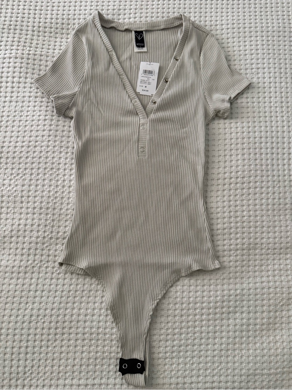 Windsor Ribbed Henley Bodysuit - Light Taupe